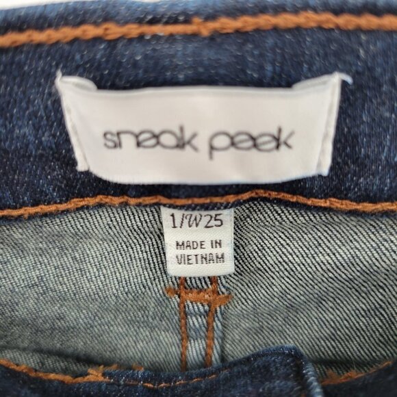 New Sneak Peek Women Blue Distressed High Rise Button Fly Skinny Jeans Size 25 - Picture 6 of 14